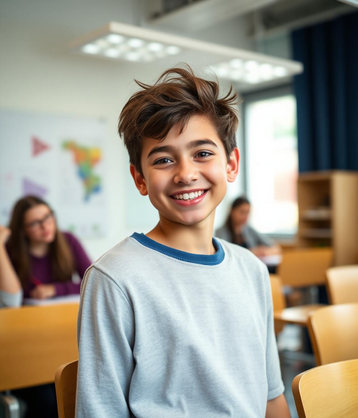 Studente sorridente durante una lezione di inglese in piccolo gruppo a Bari